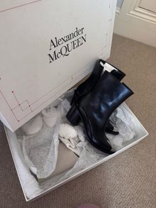 Alexander McQueen cowboy boots with metal toe
