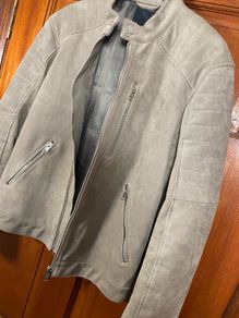 H&M Biker Imitation Suede Mens Jacket Size Small Padded Shoulders
