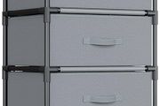 Fabric Chest of Drawers Bedroom, 4 Drawers Storage Unit with Sturdy Steel Frame, Dresser Drawers for Bedroom, Living Room, Hallway, Office and Closet - Grey