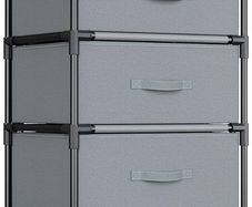 Fabric Chest of Drawers Bedroom, 4 Drawers Storage Unit with Sturdy Steel Frame, Dresser Drawers for Bedroom, Living Room, Hallway, Office and Closet - Grey