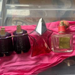 Empty mugler refillable bottles and Victoria secret pump