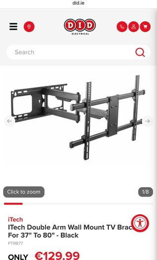 Heavy duty ITech Double Arm Wall Mount TV Bracket For 37" To 80"