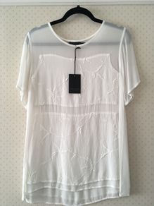AMAZING WOMAN Soft Sheer Panel T-shirt Top New