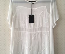 Soft Sheer Panel Top T-shirt NWT White