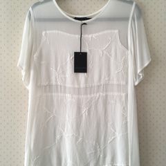 AMAZING WOMAN Soft Sheer Panel T-shirt Top New