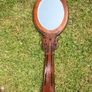 Vintage Olive Wood Vanity Mirrors Hand Held Carved Image 8