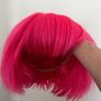 Vibrant Hot Pink Short Bob Wig with Bangs Fringe Image 2