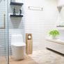 Bathroom Cabinet, Toilet Roll Holder, Free-standing, Wooden, Storage, Cupboard, HxWxD: 80x20.5x21 cm, Brown, Fibreboard, Plastic, 80 x 20.5 x 21 cm Image 2