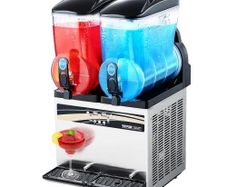 Commercial Frozen Drink Maker, 15Lx2 Double Tank Slushy Machine, 120 Cups Stainless Steel Margarita Smoothie Frozen Drink Machine
