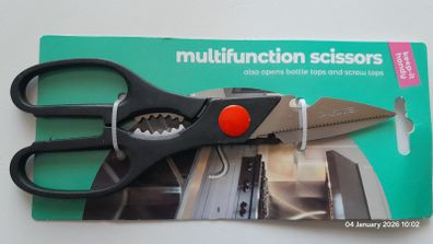 Keep It Handy Multifunction Scissors Kitchen Shears Heavy Duty Sharp Cutter Bottle Opener Black