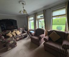 Traditional Fabric Living Room Suite. 3-Seater Sofa, Footstool & 2 Armchairs