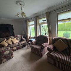 Traditional Fabric Living Room Suite. 3-Seater Sofa, Footstool & 2 Armchairs