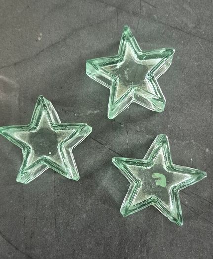 Set of 3 beautiful 5-point star-shaped glass dishes / candle holders