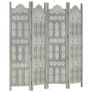 Hand carved 4-Panel Room Divider Grey 160x165 cm Solid Mango Wood Image 9