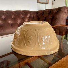 Vintage TG Green Gripstand Mixing Bowl English Mustard Yellow Ware 1950s