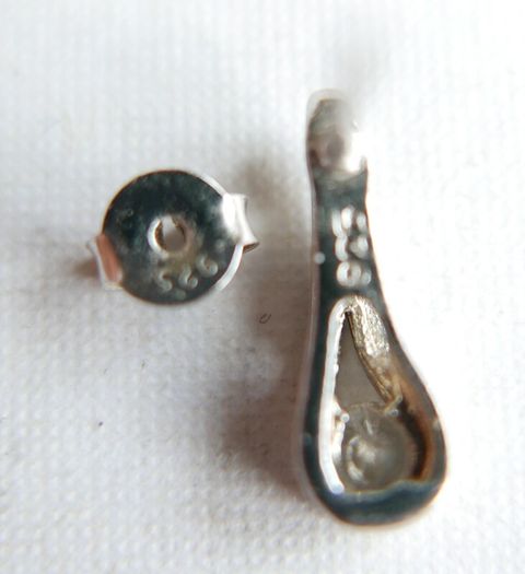 Vintage Sterling Silver 925 CZ Loop Drop Earrings 1,54g