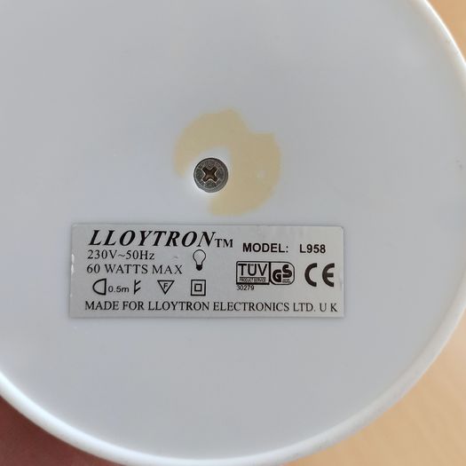 White table lamp with LED bulb