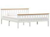 Bed Frame White Solid Pinewood 150 x 200 cm