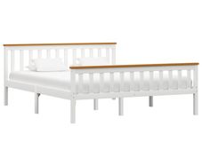 Bed Frame White Solid Pinewood 150 x 200 cm