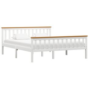 Bed Frame White Solid Pinewood 150 x 200 cm