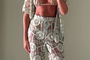 two piece crochet trousers and shirt