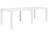 Garden Table White 220x90x72 cm Plastic Rattan Look