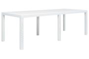 Garden Table White 220x90x72 cm Plastic Rattan Look