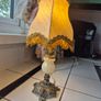 Vintage Midcentury Small marble Table lamp with cloth shade Image 3