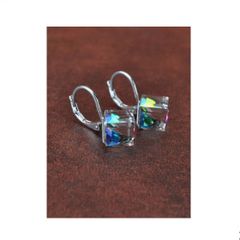 Silver Earrings with Sparkly Gems