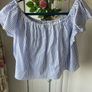 top zara large blue & white top size large Image 6