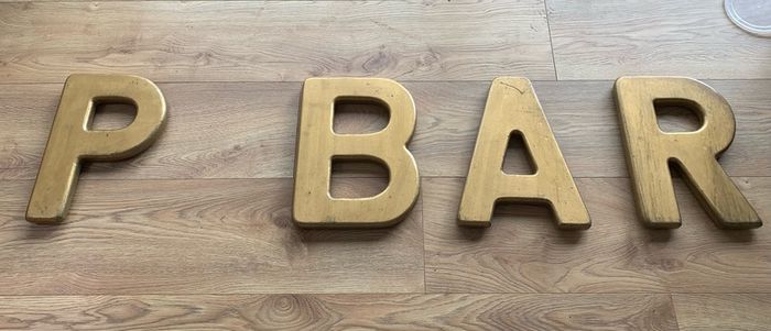 Vintage pub sign, gold painted & hand made