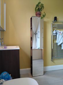 Walnut finish bathroom unit