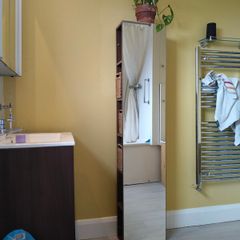 Walnut finish bathroom unit