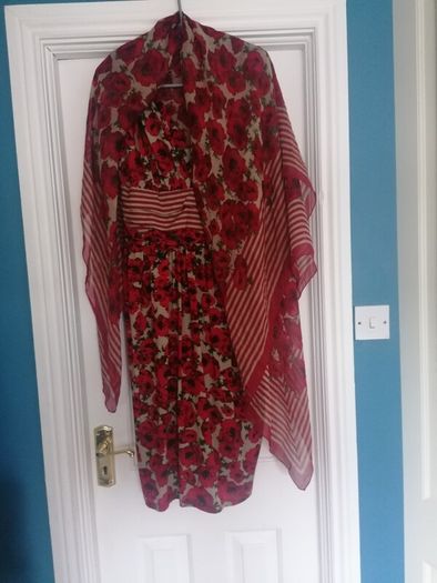 dress and large matching silk scarf