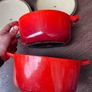 Le Creuset Cast Iron Casserole Pots Dish Dutch Round 20 cm 22 cm Red with Lids Image 10
