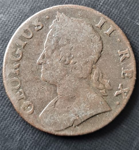 1745 Britannia George ll half Penny coin