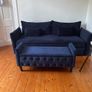 Navy velvet couch with matching Ottoman. Perfect condition Image 4