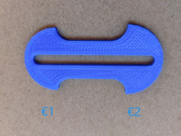 Removable shopping trolley tokens/key 1euro & 2euro