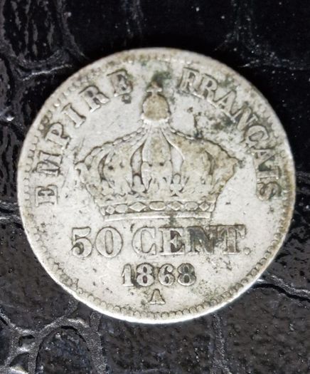 1868 A France  50 Centimes - Napoleon III silver coin