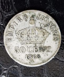 1868 A France  50 Centimes - Napoleon III silver coin