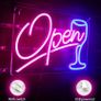 Open Wineglass Neon Sign Pink Blue LED Neon Light Wall Decoration for Home Bedroom Drinking Bar Club Wedding Birthday Party Decoration with USB Power Gift (FREE POSTAGE) Image 2