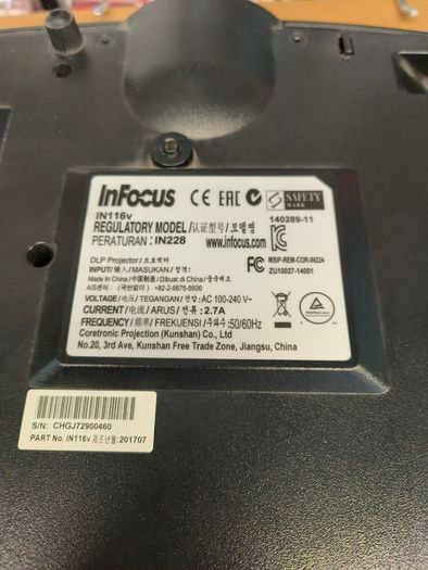 Infocus In116v Wxga 3500 Ansi Lumens Hdmi 1080p Hd 3d Dlp Projector (lamp Hour: 3176)