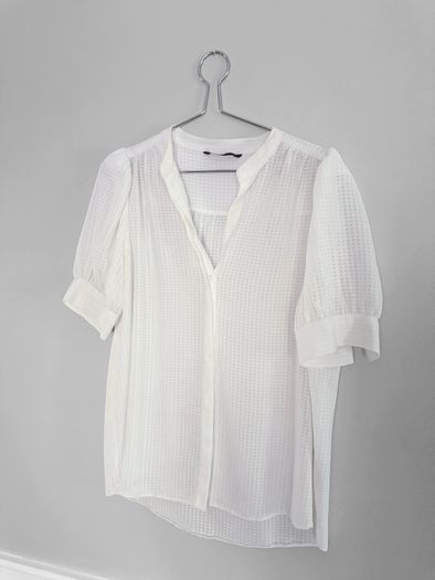 Pre Owned Dunnes Stores White Textured Blouse