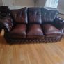 Chesterfield 3 peice suite brown button backed lea Image 3