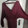 Knit V neck batwing dress, APRICOT Image 8