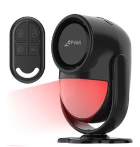 CPVAN Indoor Motion Sensor Alarm with Siren, Wireless Infrared DIY PIR Motion Detector Burglar Alarm System, Battery Operated, 125dB Adjustable, Remote Control for Home/Garage/Van/Shed/Shop. (Black)