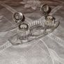 Antique Glass Double inkwell in boat form Image 3