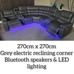 Athens Electric Reclining Corner Sofa - Grey