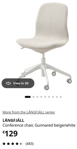 IKEA LANGFJALL Conference  office Chair  Gunnared Beige/White good  Condition