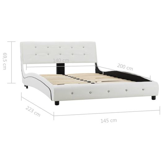 Bed Frame White Faux Leather 135x190 cm